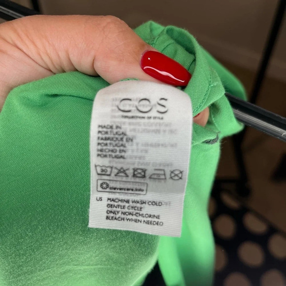 ❤️COS women dress M green jersey knit visible  seam pull on A-line midi - Picture 4 of 5